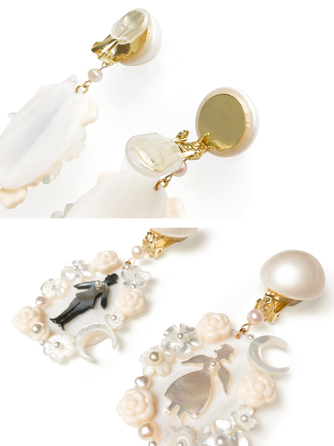 Unlogical Poem Natural Shell Freshwater Pearl Ear-clip