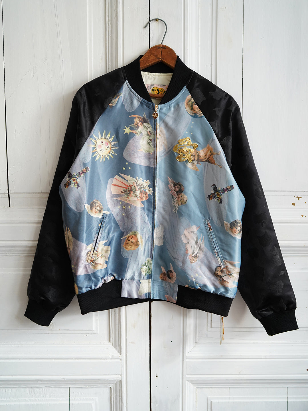 Unlogical Poem Angel Print Blue Souvenir Jacket