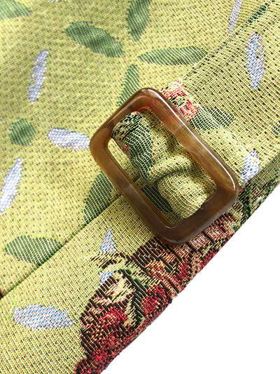 Unlogical Poem Cottage Style Flower Basket Yarn-dyed Fabric Trench Coat
