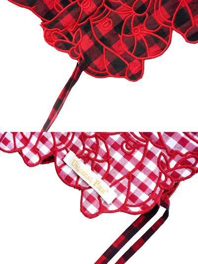 Unlogical Poem Cat Embroidery Reversible Gingham Smock