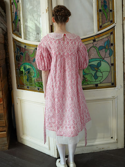 Unlogical Poem Vintage Embroidery Puff Sleeve Dress
