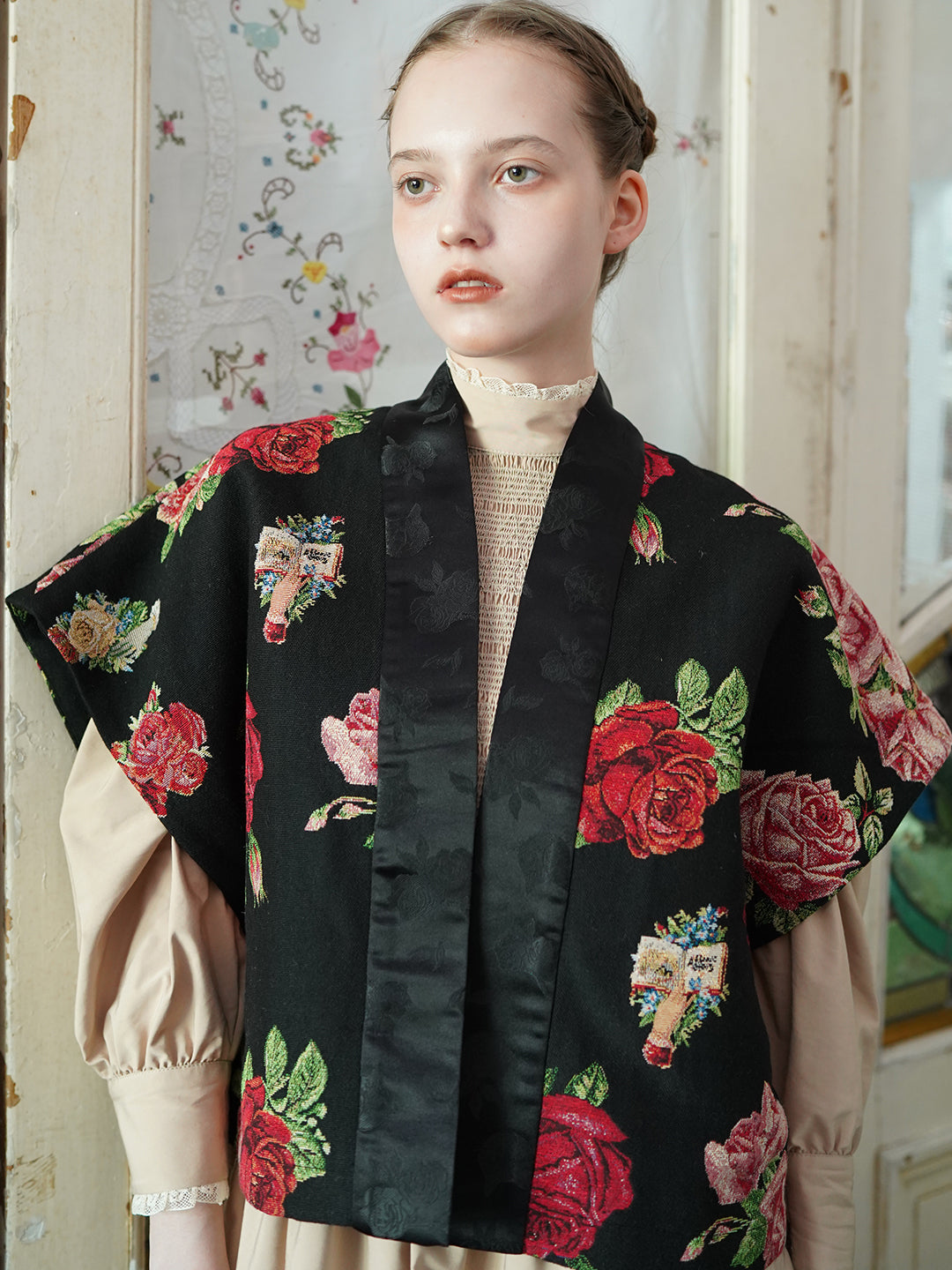 Unlogical Poem Rose Patchwork Kimono