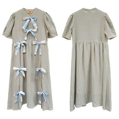 Unlogical Poem Vintage-Style  Lace-Up Bow Long Dress