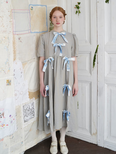 Unlogical Poem Vintage-Style  Lace-Up Bow Long Dress