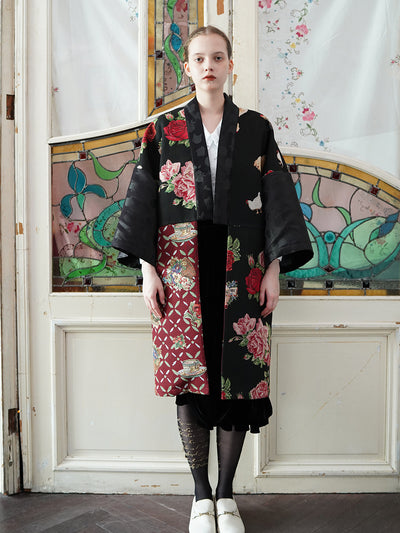 Unlogical Poem Cottage Style Flower Patchwork Coat