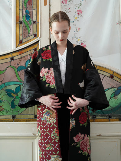 Unlogical Poem Cottage Style Flower Patchwork Coat