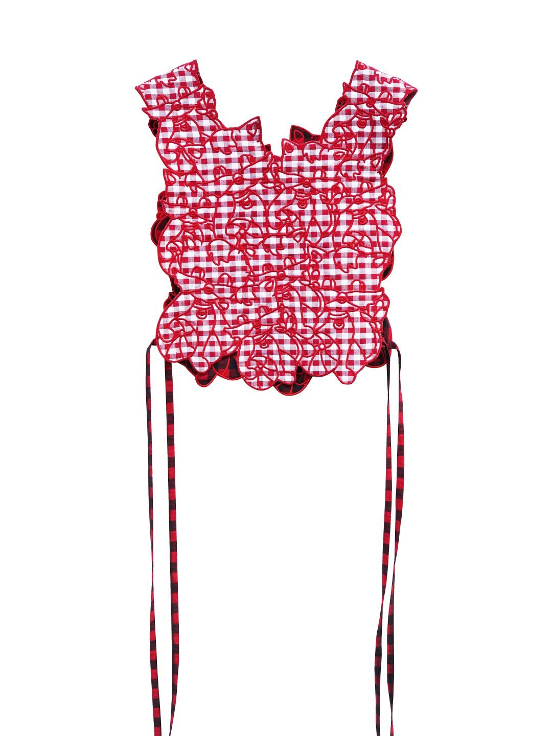 Unlogical Poem Cat Embroidery Reversible Gingham Smock