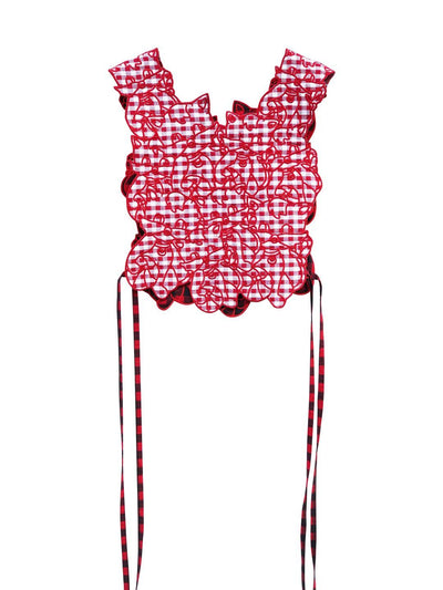 Unlogical Poem Cat Embroidery Reversible Gingham Smock