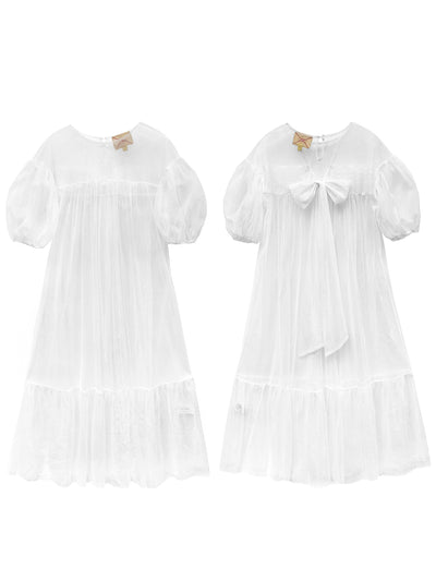Unlogical Poem Vintage Style White Mesh Dress
