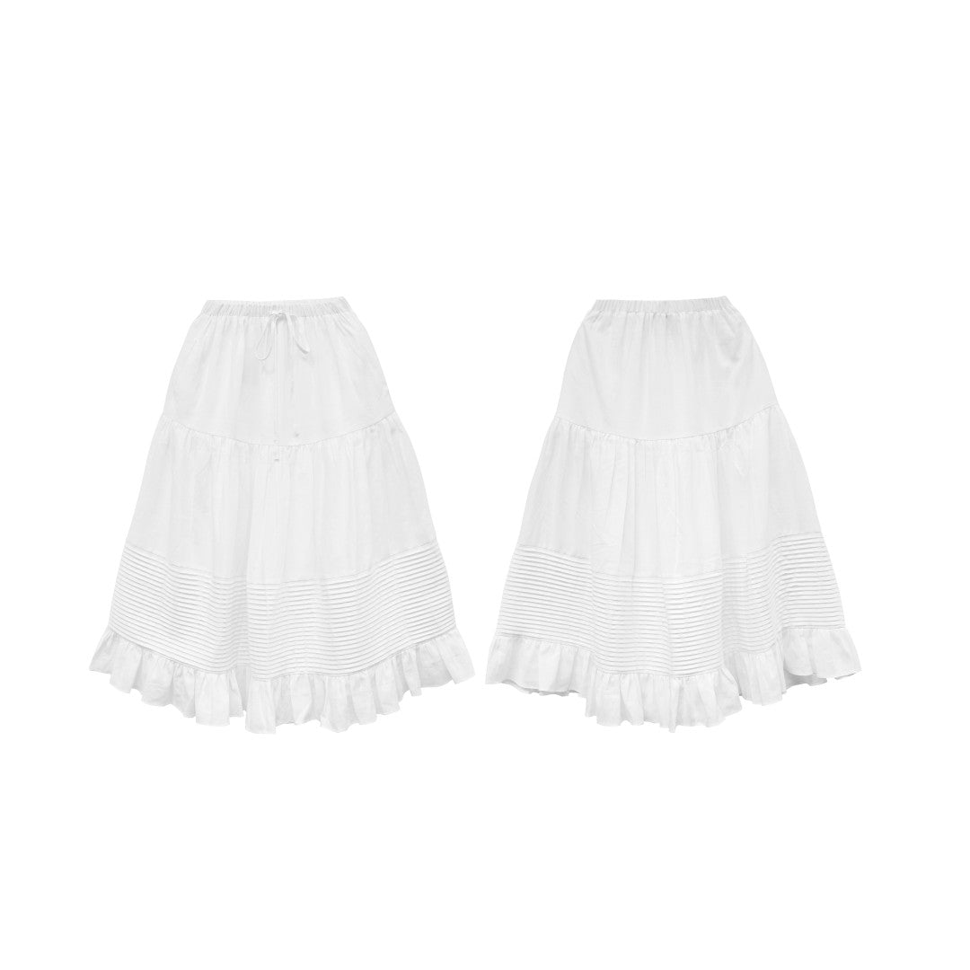Unlogical Poem Victorian-Style Piped Ruffle Midi Skirt