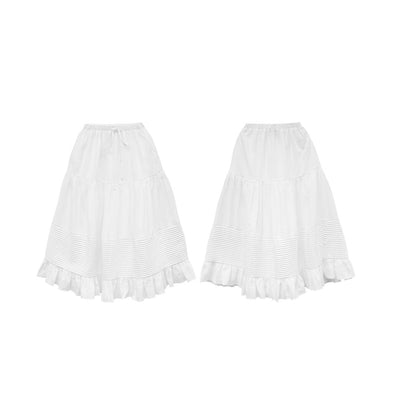 Unlogical Poem Victorian-Style Piped Ruffle Midi Skirt