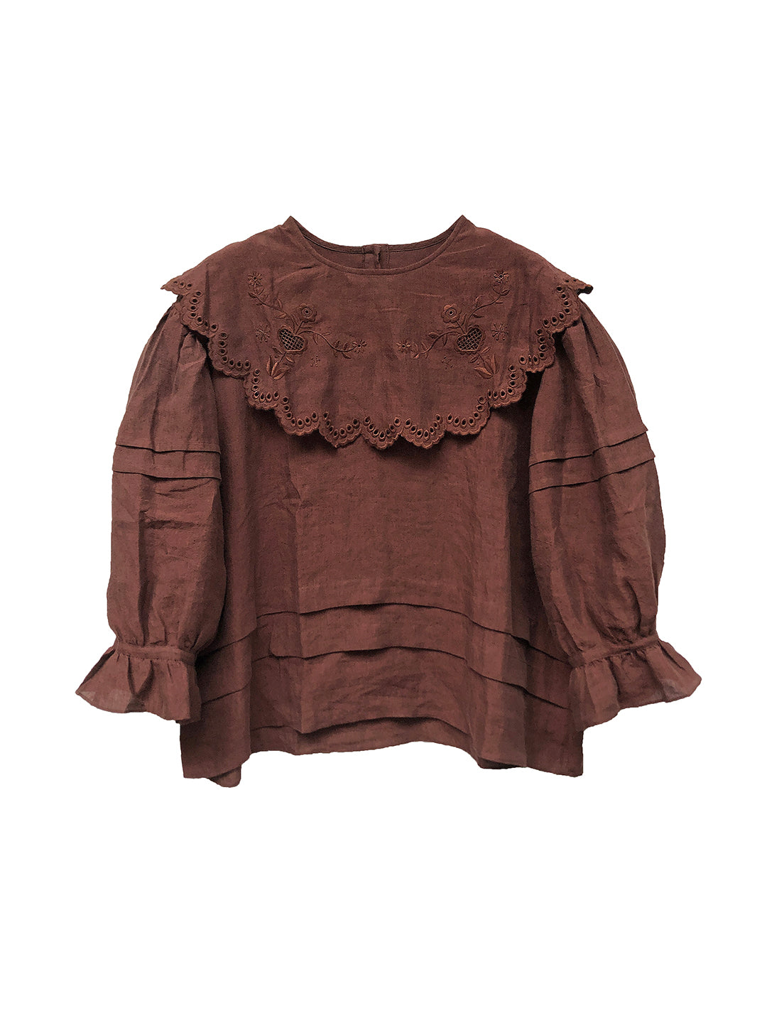 Unlogical Poem Victorian style Hollow Embroidery Brown Shirt