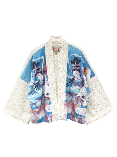 Unlogical Poem Fairy Illustration Print Patchwork Kimono