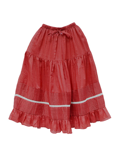 Unlogical Poem Retro Style Pleated Red/Pink Ramie Skirt