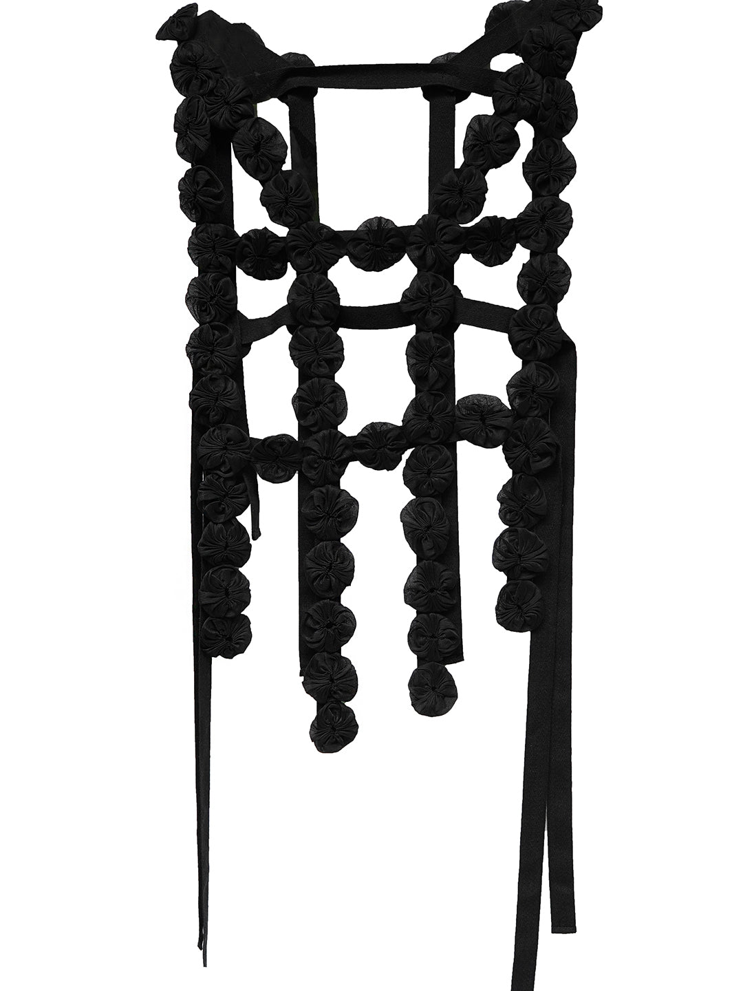 Unlogical Poem Handmade Yoyo Flower Black Smock