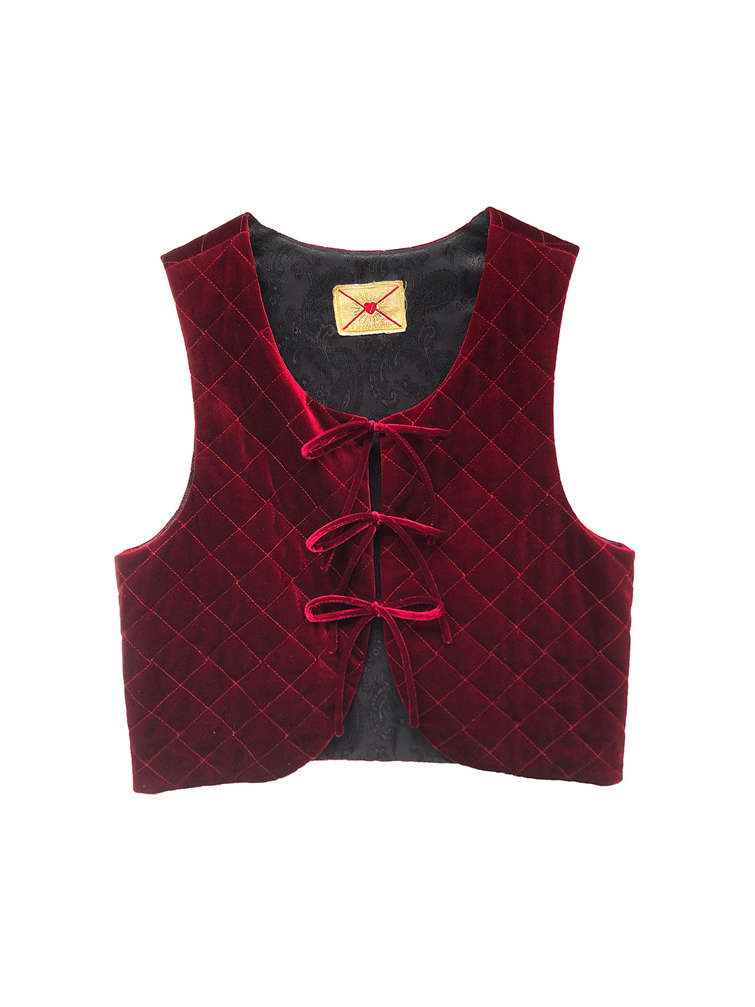 Unlogical Poem Quilted Cotton corduroy Red/Yellow/Black Vest