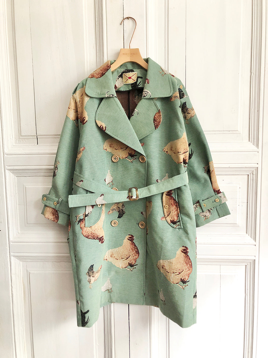 Unlogical Poem Cottage Style Hen Yarn-dyed Fabric Trench Coat