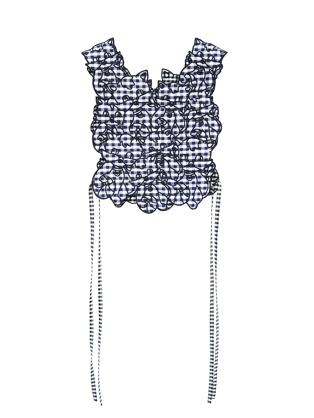 Unlogical Poem Cat Embroidery Reversible Black Gingham Smock