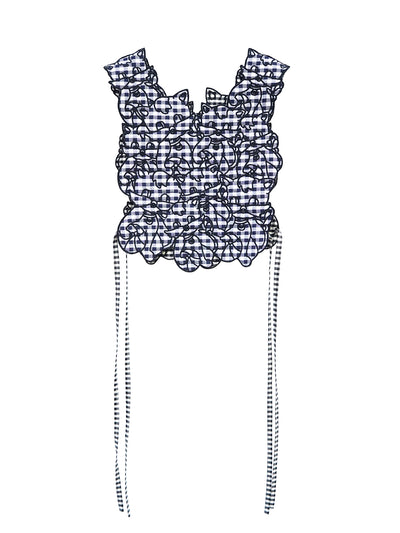 Unlogical Poem Cat Embroidery Reversible Black Gingham Smock