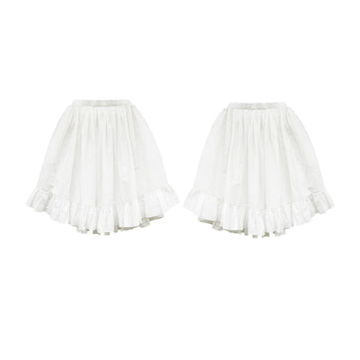 Unlogical Poem Double-Layered Printed Mesh Skirt with Petal Ruffles and Bubble Hem