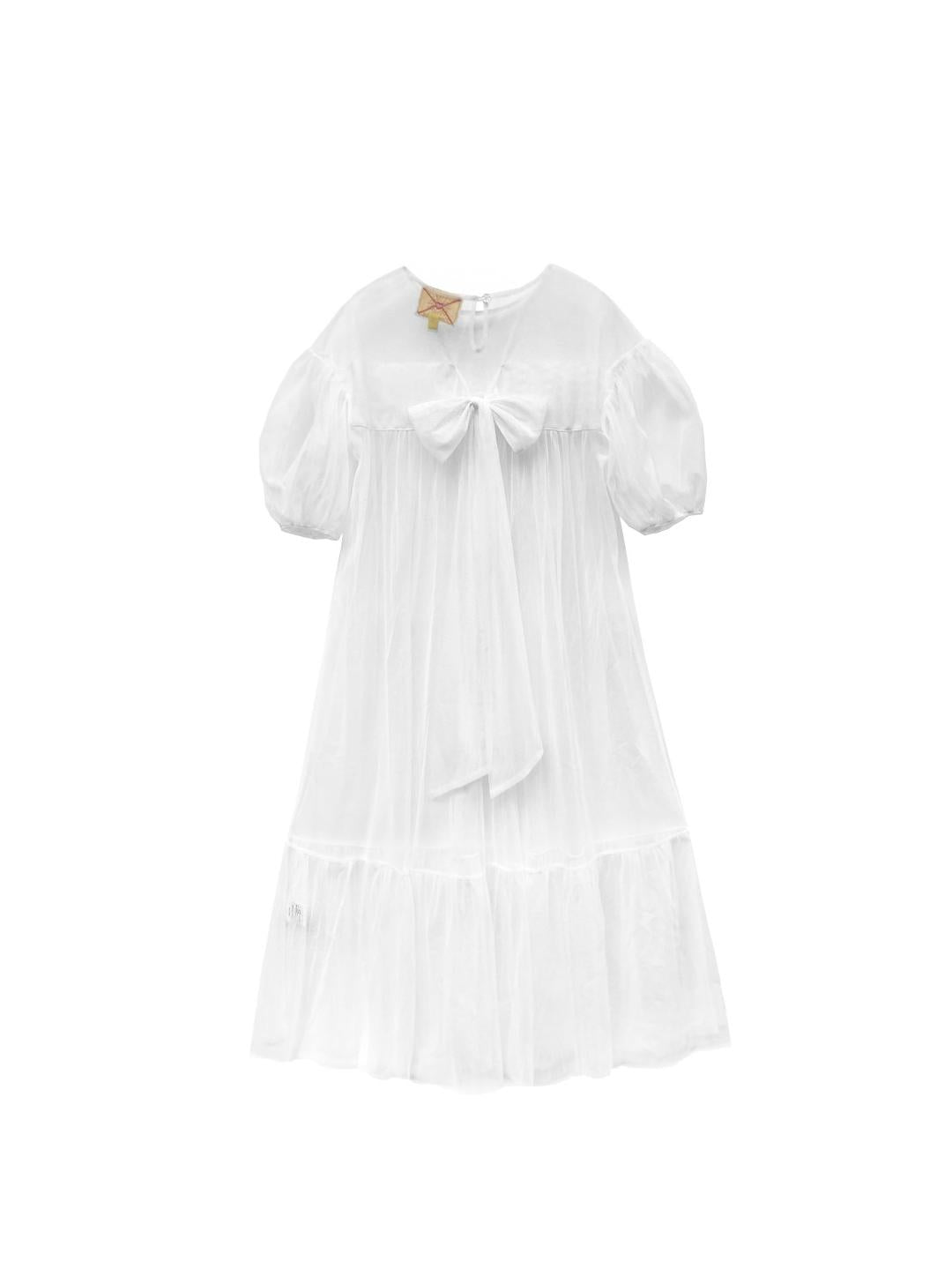 Unlogical Poem Vintage Style White Mesh Dress