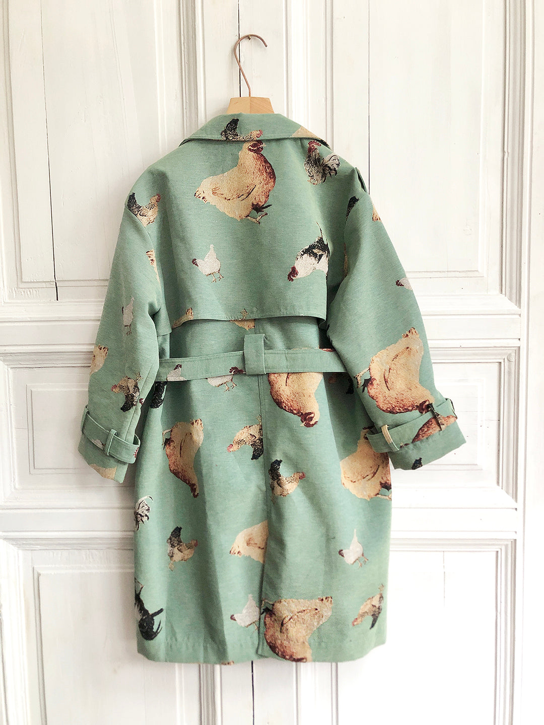 Unlogical Poem Cottage Style Hen Yarn-dyed Fabric Trench Coat