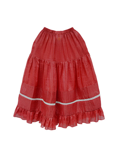 Unlogical Poem Retro Style Pleated Red/Pink Ramie Skirt