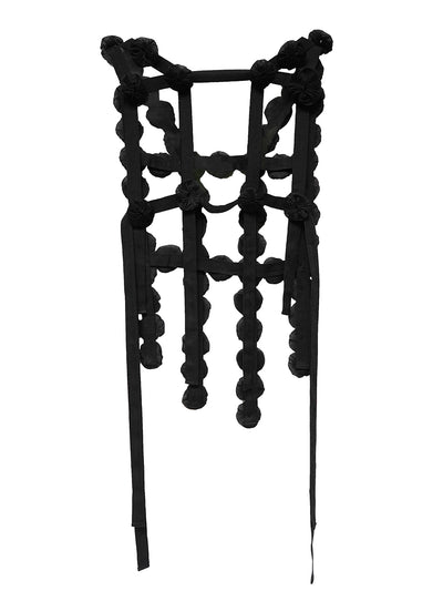 Unlogical Poem Handmade Yoyo Flower Black Smock