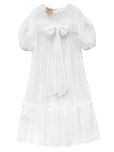 Unlogical Poem Vintage Style White Mesh Dress