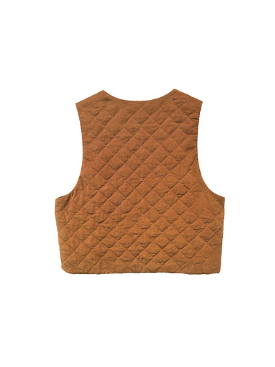 Unlogical Poem Quilted Cotton corduroy Red/Yellow/Black Vest