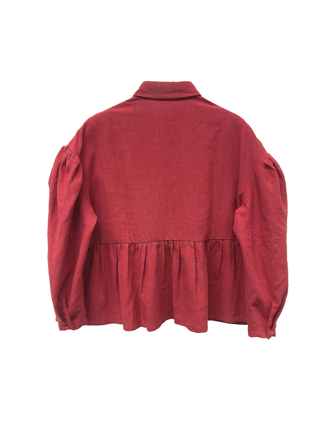 Unlogical Poem Victorian style Pleated Yellow/Red Ramie Shirt