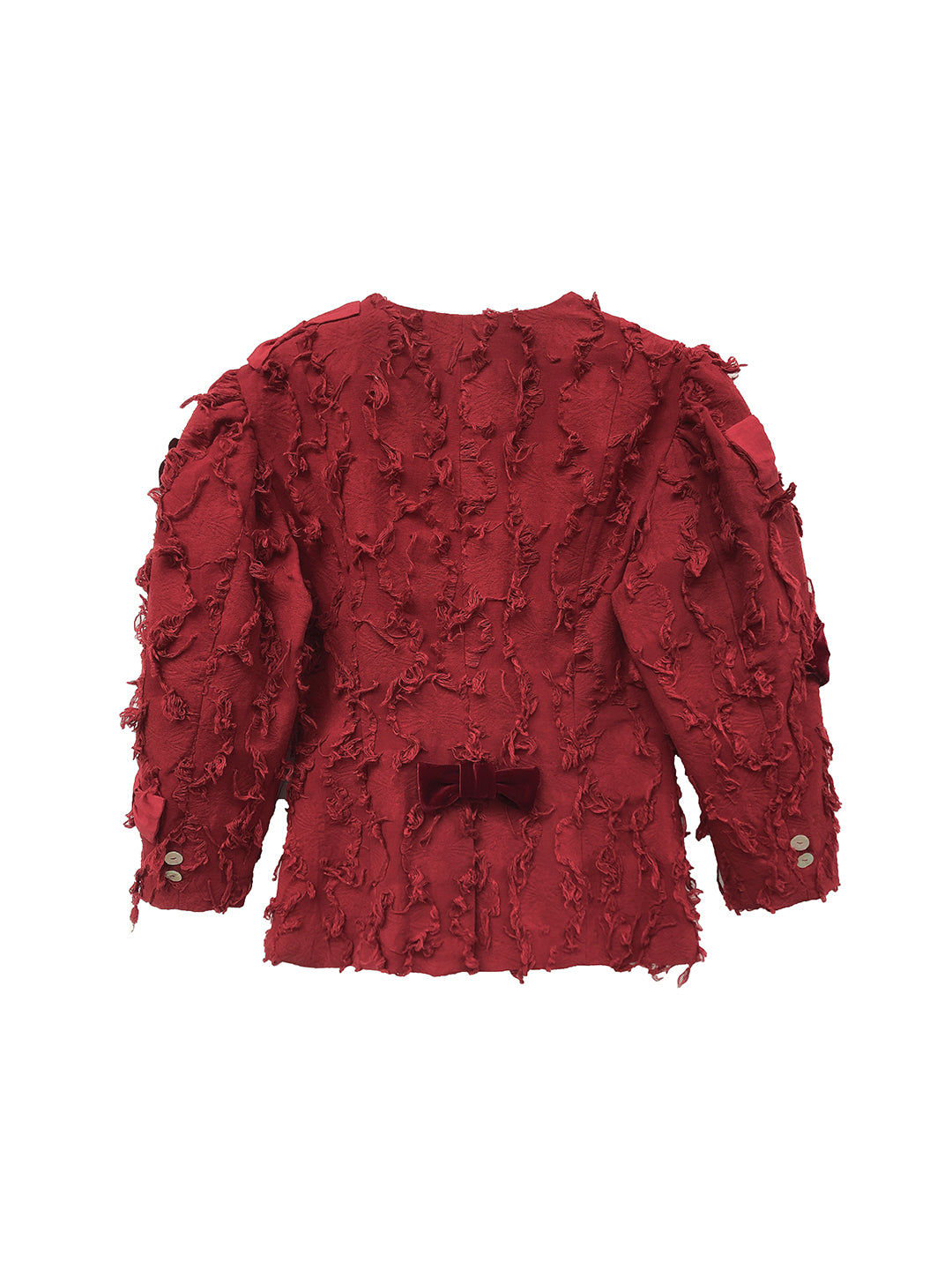 Unlogical Poem Jacquard Tassel V-Neck Red Blazer