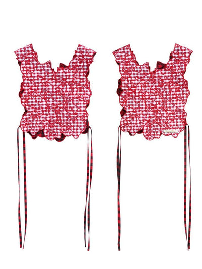 Unlogical Poem Cat Embroidery Reversible Gingham Smock