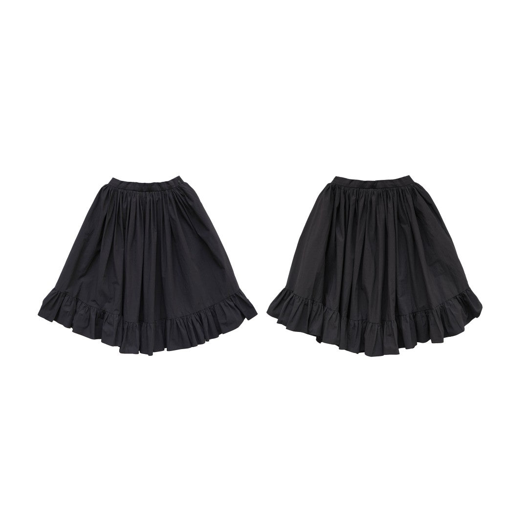 Unlogical Poem Double-Layered Printed Mesh Skirt with Petal Ruffles and Bubble Hem