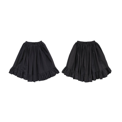 Unlogical Poem Double-Layered Printed Mesh Skirt with Petal Ruffles and Bubble Hem