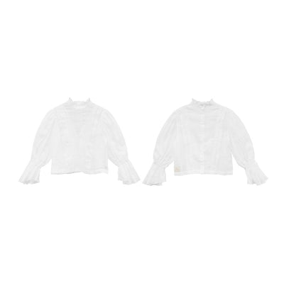 Unlogical Poem Victorian Stand Collar Blouse with Leg-of-Mutton Sleeve