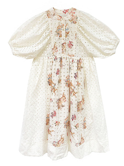 Unlogical Poem Angel Printed Lace Patchwork Dress