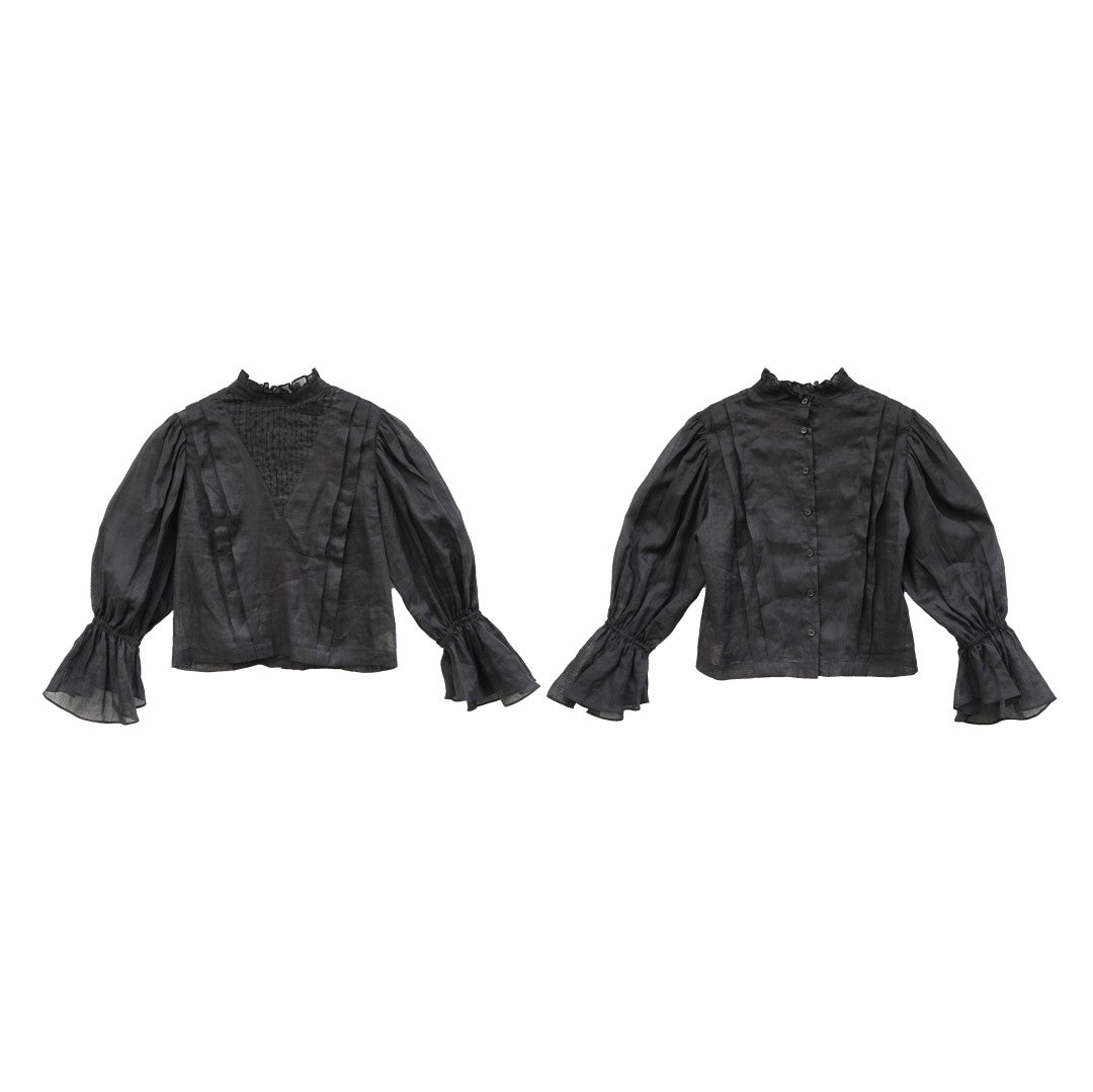Unlogical Poem Victorian Stand Collar Blouse with Leg-of-Mutton Sleeve