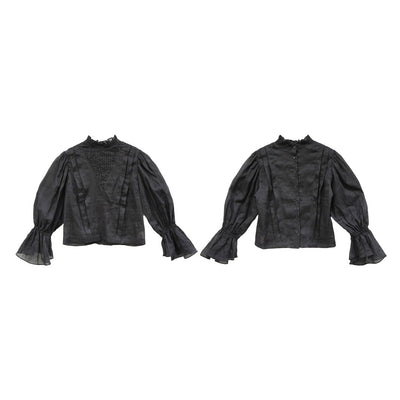 Unlogical Poem Victorian Stand Collar Blouse with Leg-of-Mutton Sleeve