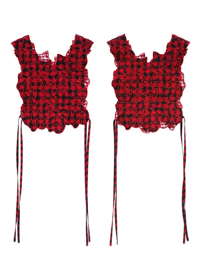 Unlogical Poem Cat Embroidery Reversible Gingham Smock