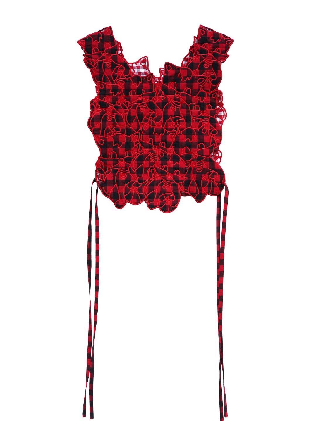 Unlogical Poem Cat Embroidery Reversible Gingham Smock