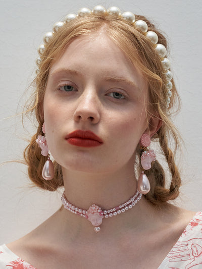 Unlogical Poem Corolla Doll Pearl Hand-made Ear Clips