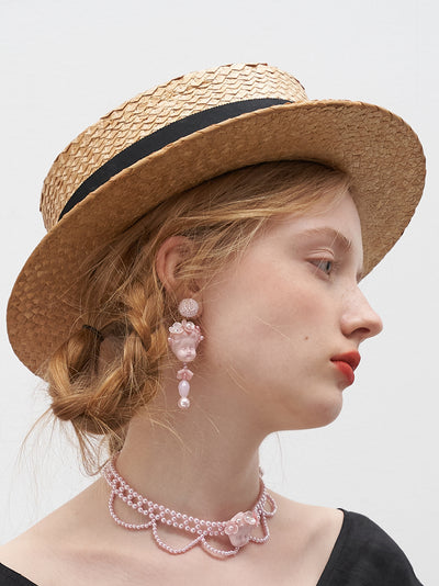 Unlogical Poem Corolla Doll Pearl Hand-made Ear Clips
