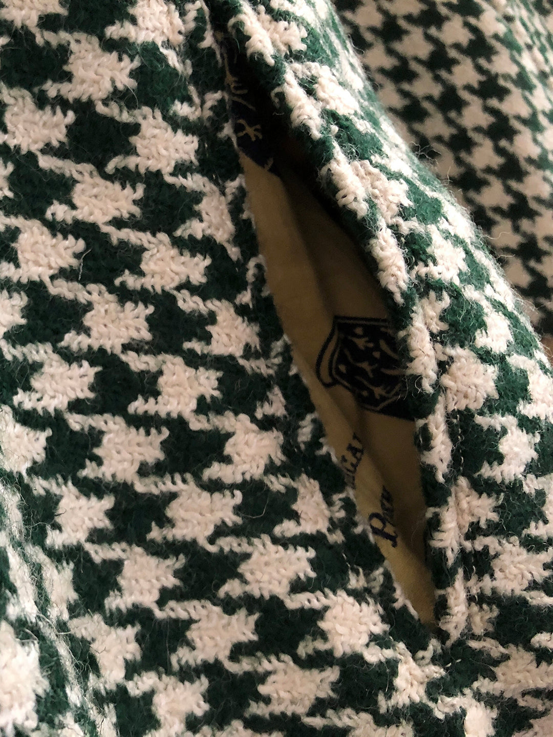 Unlogical Poem Star and Moon Embroidery Green Houndstooth Jacket