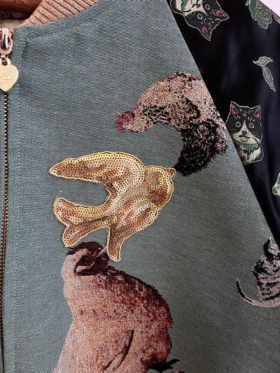 Unlogical Poem Hen-dyed Patchwork Cat Brocade Jacket