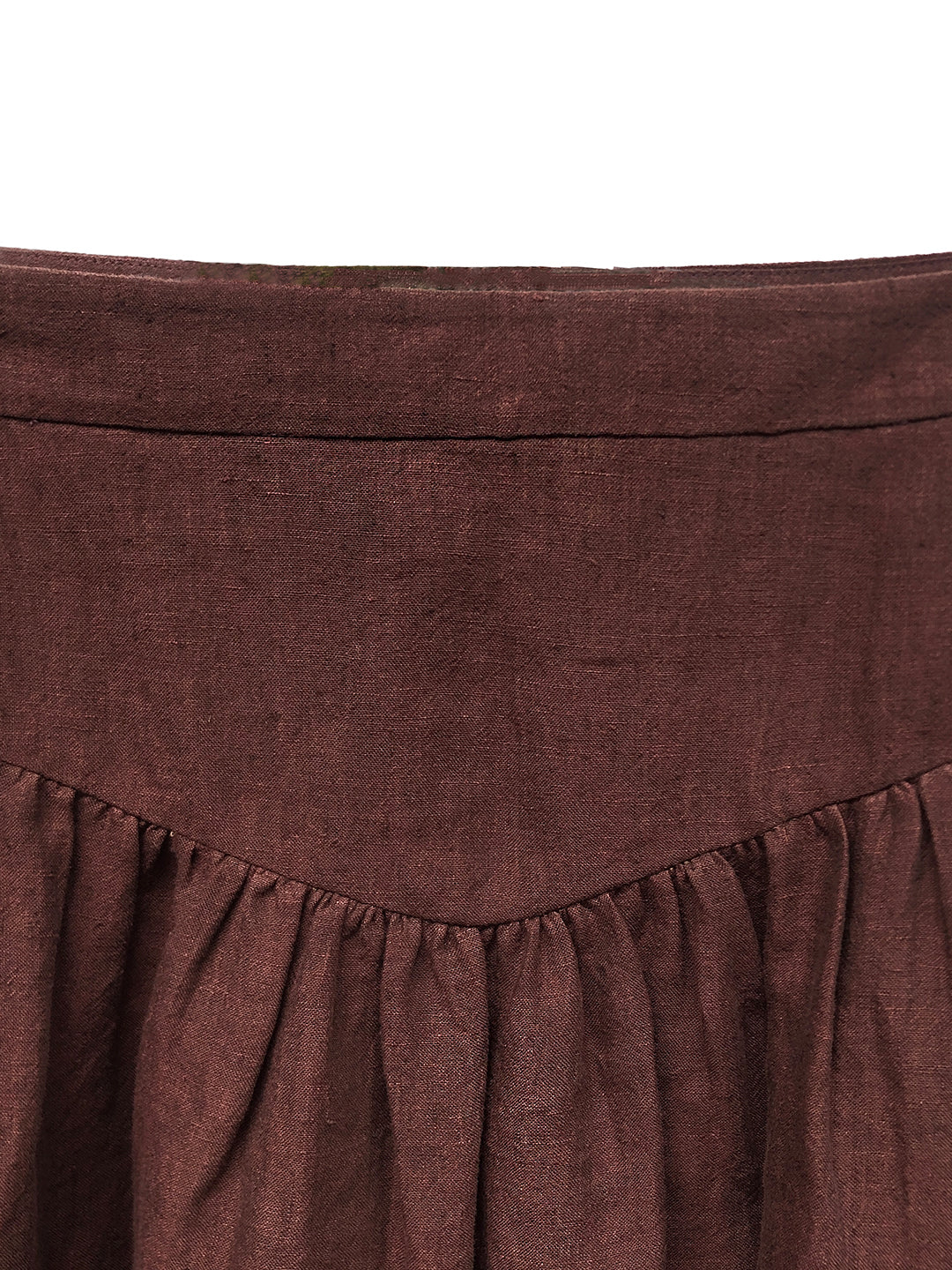 Unlogical Poem Floral Hollow Embroidery Blue/Brown Hemp Skirt