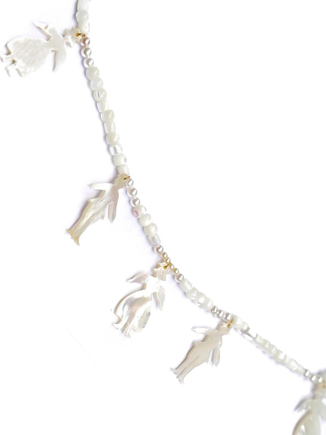 Unlogical Poem Vintage Style Small Person Silhouette Natural Shell Necklace