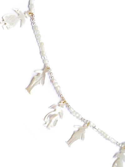 Unlogical Poem Vintage Style Small Person Silhouette Natural Shell Necklace
