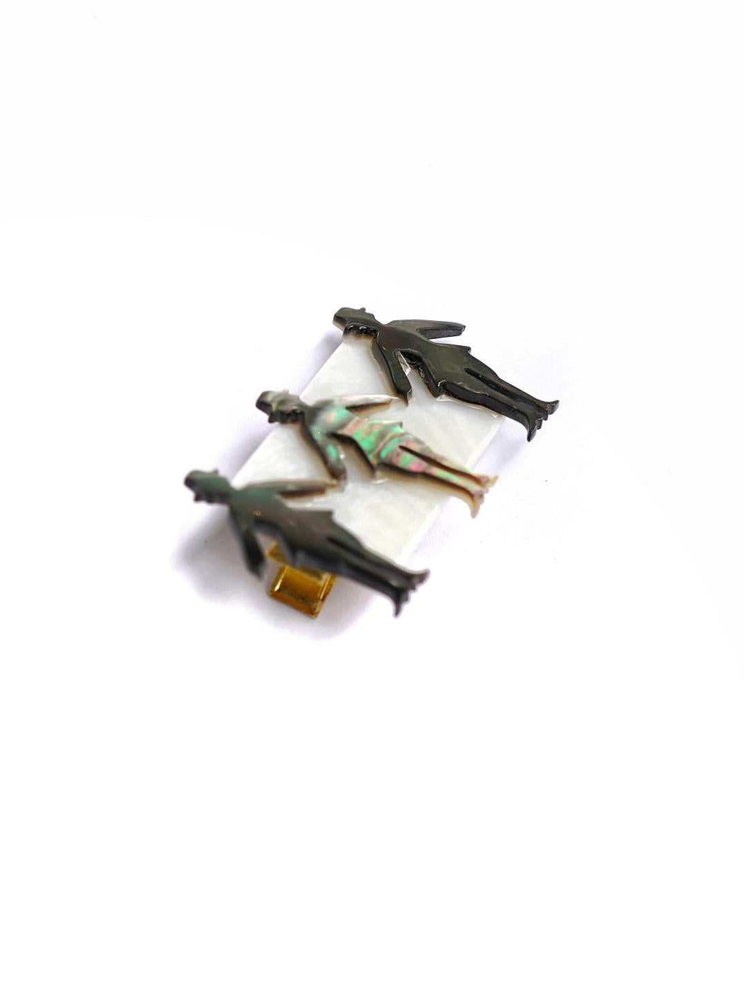 Unlogical Poem Small Person Silhouette  Handmade Natural Shell Hairpin