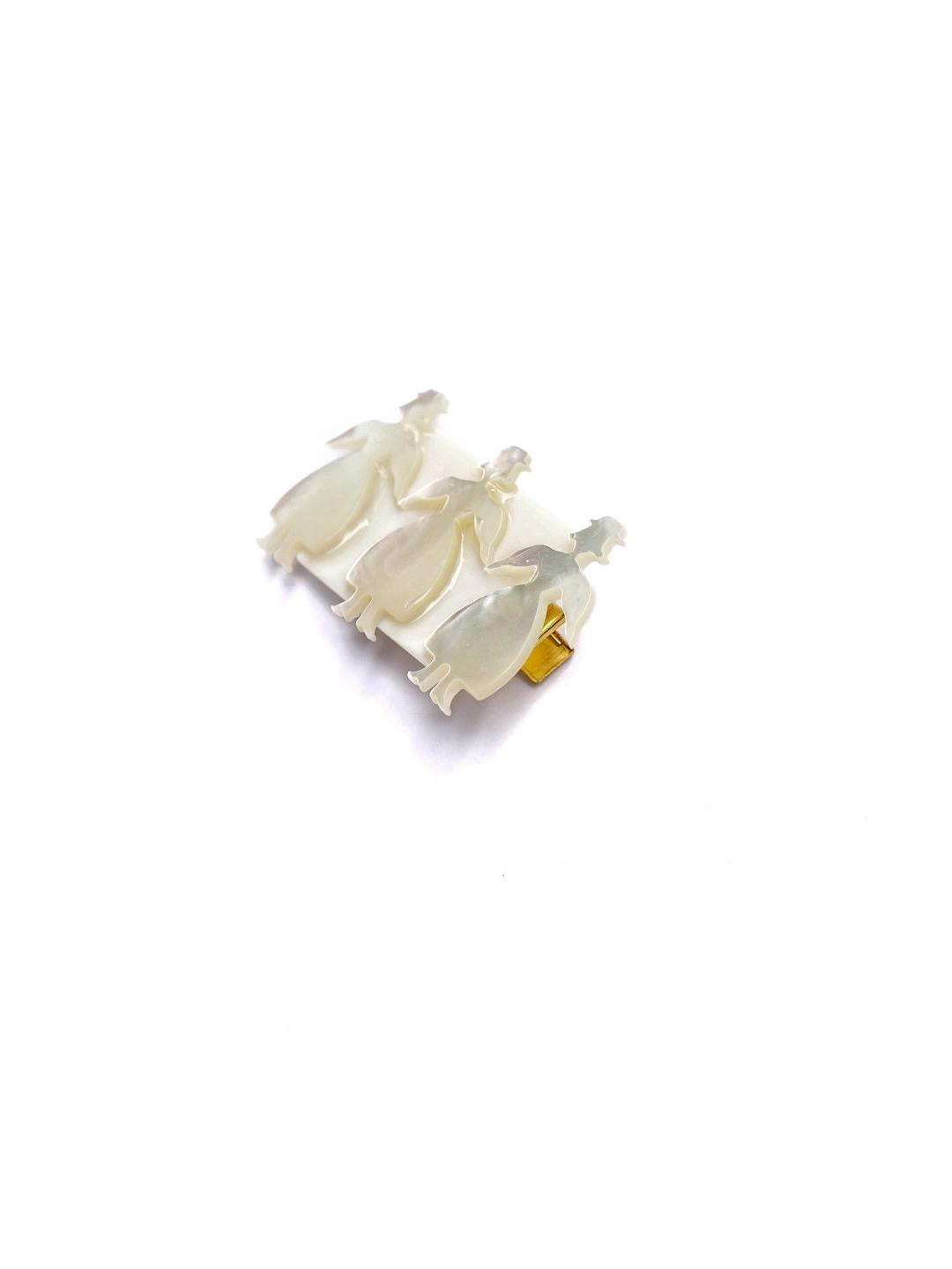 Unlogical Poem Small Person Silhouette  Handmade Natural Shell Hairpin
